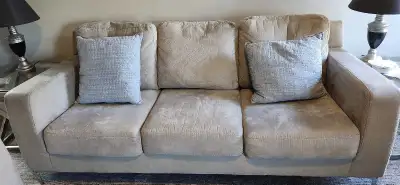 Bought new from Ashley's 7 years ago, still in great condition. The material is microfiber leather....