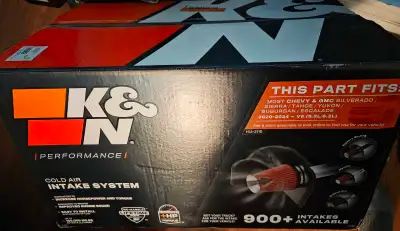 Brand new k&n cold air intake system to fit Chev\gm 5.3l and 6.2l. This kit is brand new, in the box...