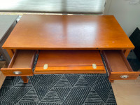 Solid Wood with Brown Veneer - Large Surface Area Desk