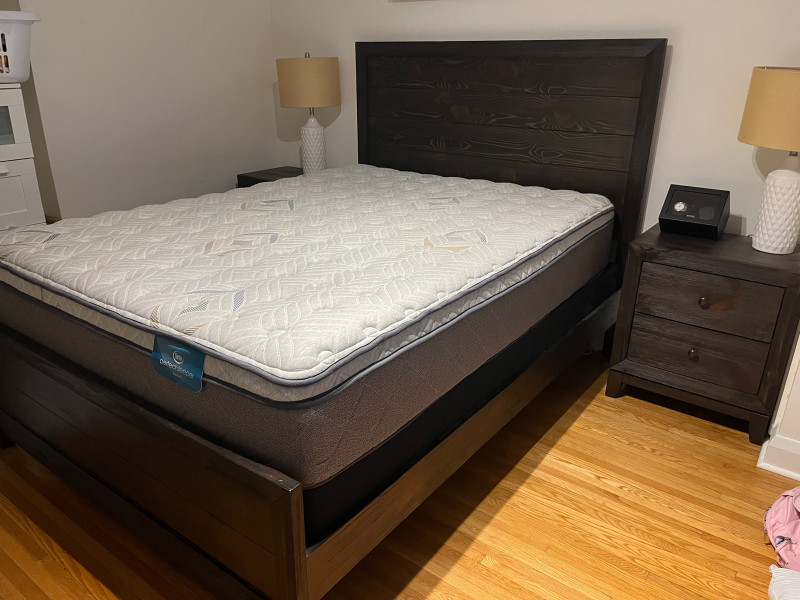 Queen bed and two nightstands + box spring Beds & Mattresses North