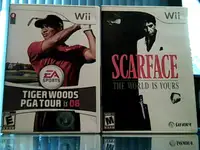 Nintendo Wii VIDEO GAMES/SCARFACE/TIGER WOODS PGA 08