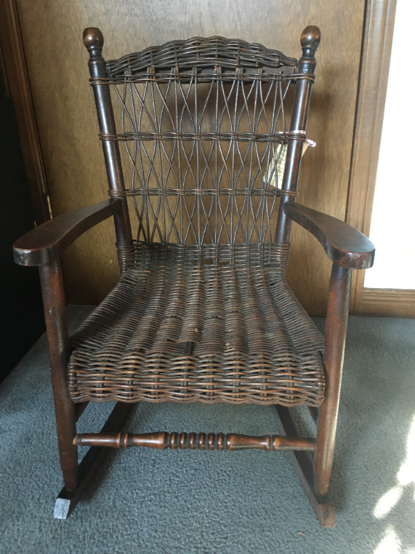 Antique Children's Rocking Chair - Wicker in Chairs & Recliners in Windsor Region