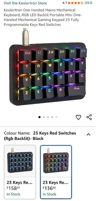 Koolertron One Handed Keyboard, View more