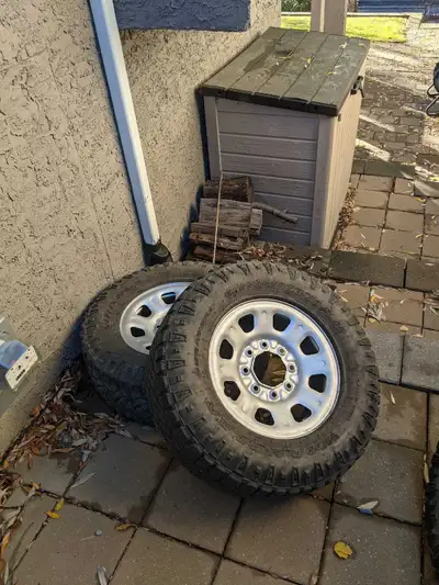 Brand new steel rims for a 2017 Chevrolet Silverado 3500. I used these as full size spares when I wa...
