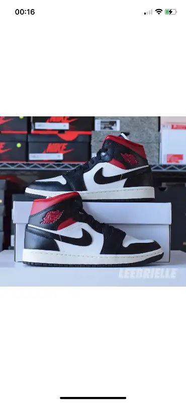 Jordan 1 mid black sail size 10.5 men, View more