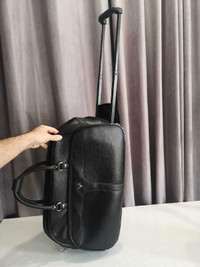 Leather Trolley Bag wheeled Duffle suitcase On wheels luggage Ca