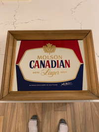MOLSON CANADIAN WOOD FRAMED MIRROR 