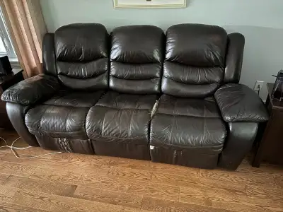 Sofa et fauteuil en cuir inclinable, View more