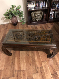 Coffee table, hand carved oriental 