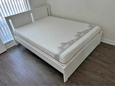 Ikea double bed frame and mattress good condition , View more