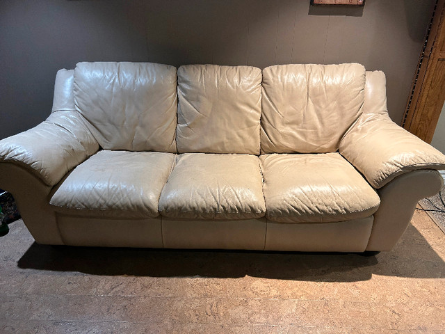 Taupe leather couch in Couches & Futons in London