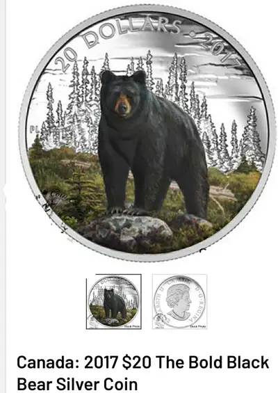 Uncirculated New 2017 Canada $20 Bold Black Bear Silver Bullion, View more