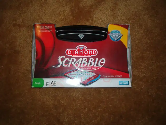 Diamond Anniversary Edition Scrabble Rotating Board Game Unplaye in Toys & Games in Calgary - Image 2