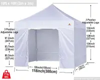 ABCCANOPY Heavy Duty Easy Pop up Canopy Tent + Sidewalls 10x10