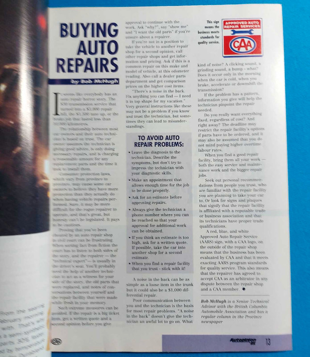1995 CAA AUTOPINION MAGAZINE- REVIEWS OF CARS TRUCKS VANS+  in Magazines in City of Toronto - Image 4