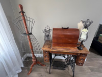 Antique sewing machines and mannequins 