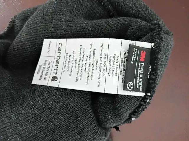 Grey Carhartt Mens Knit Insulated Face MaskCold Weather Hat in Men's in Mississauga / Peel Region - Image 3