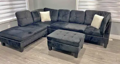 Black Velvet Sectional Sofa Sectional Couch, View more