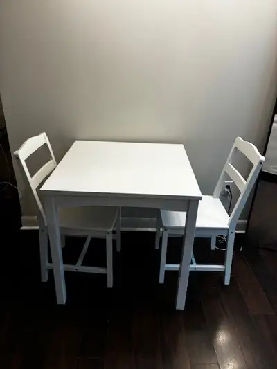 Dining Table with 2 Chairs — IKEA HAUGA (White), View more