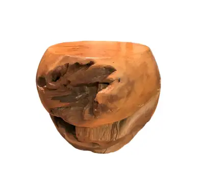 EQ3 Solid Teak Stool Mushroom Mint Condition~Actual Photos, View more