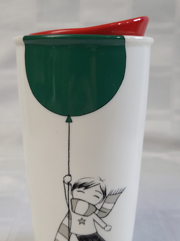 2014 STARBUCKS TRAVEL COFFEE TEA CUP MUG LIDDED GREEN BALLOON KI in Arts & Collectibles in Kingston - Image 3