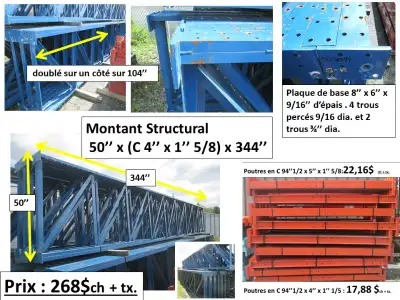 Montant(racking) structural 50'' x 344'', Poutres 94'' 1/2, View more