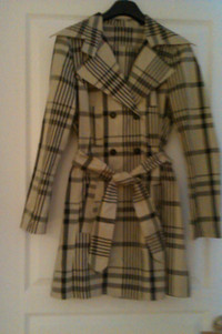 British style women's windbreaker plaid coat