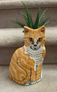 CATS By Nina Lyman Large 11.5” Pottery Tabby Cat Vase