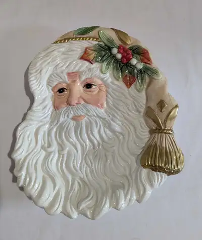 Fitz & Floyd Winter Wonderland Santa Face Cookie Plate Tray Wal, View more