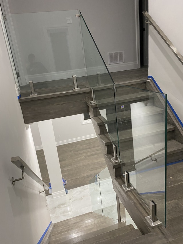 GLASS RAILING STAIRS DECKS OFFICE ENTRANCES PARTITIONS ENCLOSURE