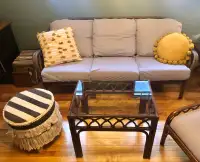 Rattan Couch and Table set 
