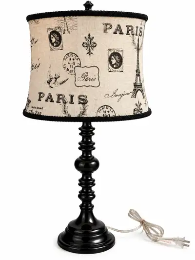 Parisian Eiffel Tower Table Lamp with Vintage Print Shade, View more