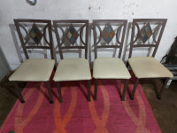 dining kitchen table chairs metal back stone inlay off white