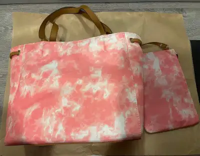 Tie Dye Pink & White Canvas Bag & Matching Purse, View more