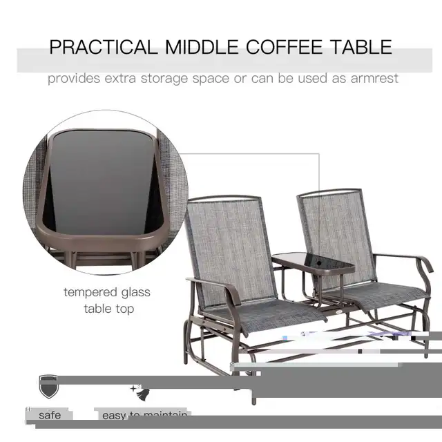 Patio Glider Rocking Chair 2 Person Outdoor Loveseat Rocker Gard in Patio & Garden Furniture in Markham / York Region - Image 6