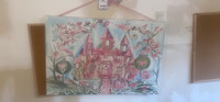 Kids Princess Castle Wall Art with Hanging Ribbon