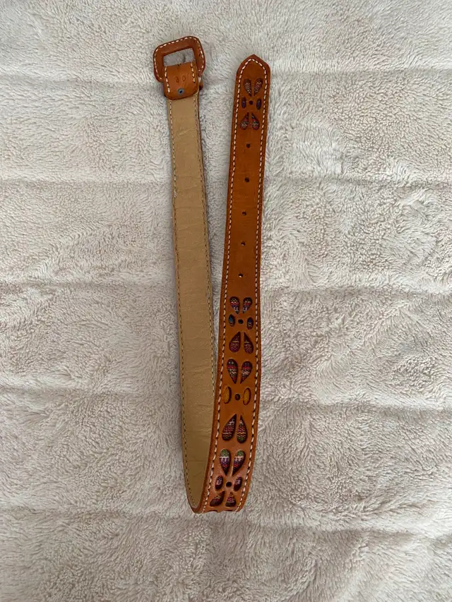 Leather belt with fabric inlay - 34"63871132387073120