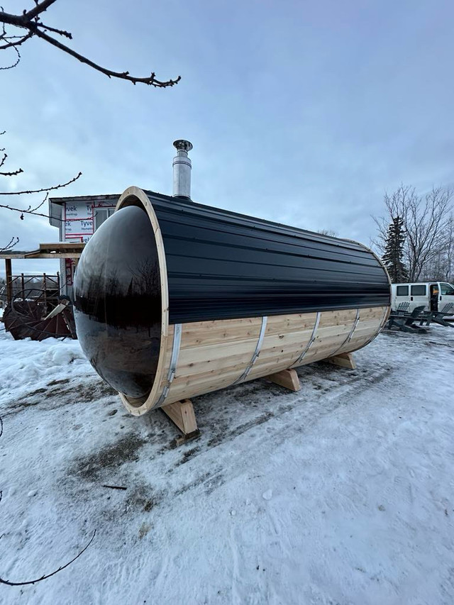 7x12’ Barrel Sauna with Panoramic Dome  in Hot Tubs & Pools in North Bay - Image 2
