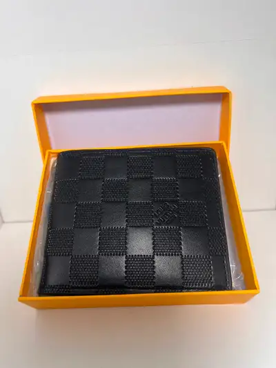 New with box Monogram Design Men Black Leather Wallet, View more