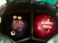 2 bowling balls. 10 pin balls. Not candlepin