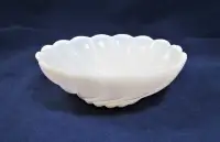 Vintage Hazel Atlas Milk Glass Bowl Trinket Dish Scalloped Edge