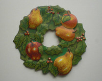 Vintage Christmas Tin Wreath Tree Ornament, Department 56