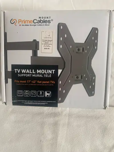 Will hold up to 50 lbs. 17” to 42” TV. All nuts, bolts and hardware included and papers for installa...