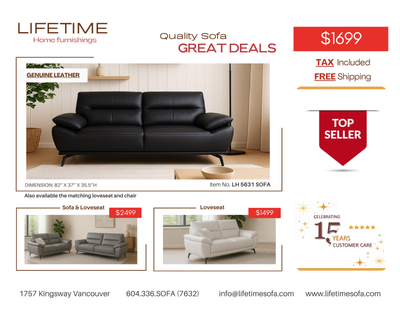 Genuine Leather Sofa ( TAX INCLUDED & FREE LOCAL DELIVERY), View more
