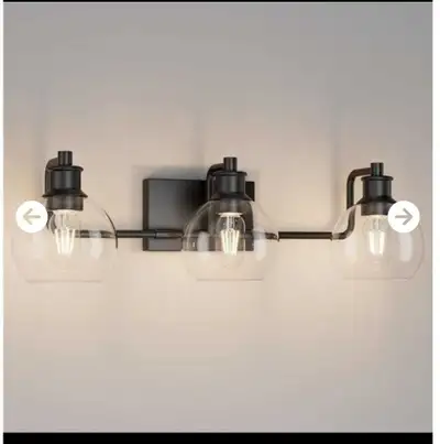 TIPACE BLACK VANITY LIGHT FIXTURES 3 LIGHTS, View more