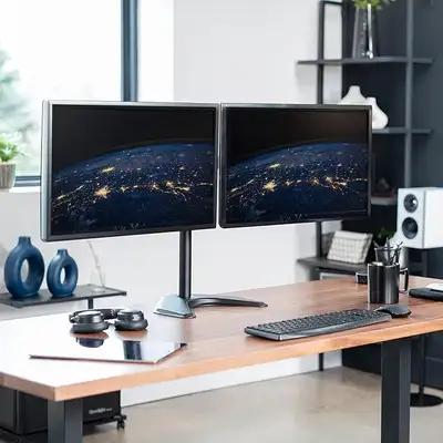Dual LED LCD Monitor Free-Standing Desk Stand for 2 Screens, View more