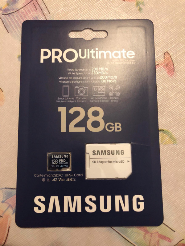 SAMSUNG PRO Ultimate microSD Memory Card + Adapter, 128GB dans Cartes-mémoires et clés USB  à Ville de Montréal