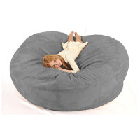 Luxury 7-Foot Bean Bag Chair with Microsuede Cover Black,