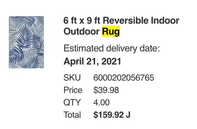 4 available: 6 ft  x 9 ft  Reversible Indoor Outdoor Rug, View more