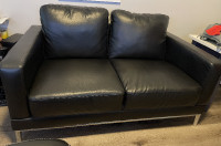 Black Pleather Loveseat Couch - Structube